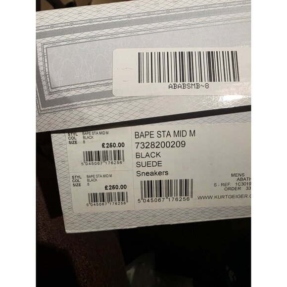 Authentic a bathing ape BAPE STA Foot Soldier black Suede mens size US 8 NEW - Picture 10 of 10